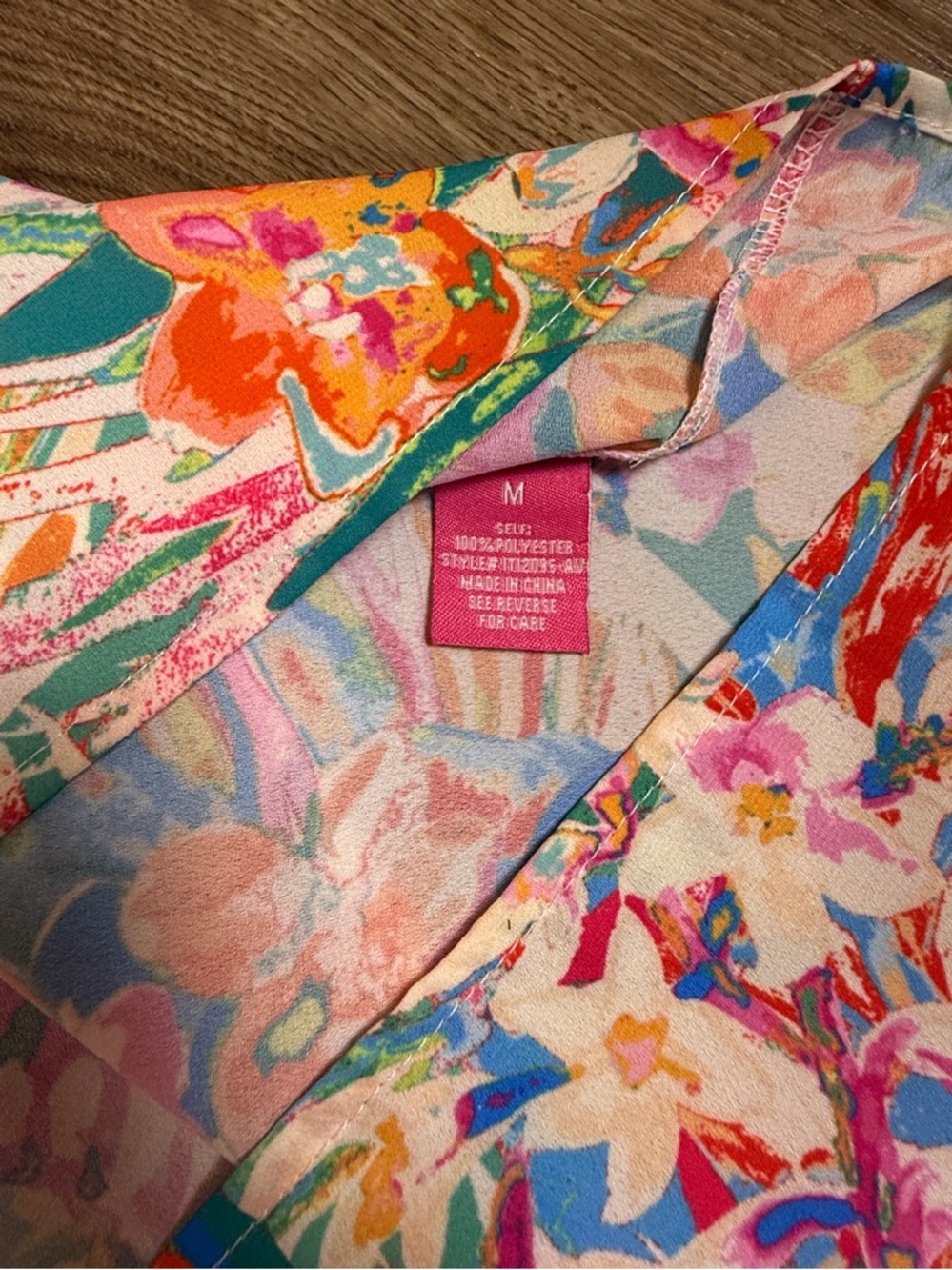 Flying Tomato Tropical Floral Ruffle-Sleeve Top in Pink & Teal - Picture 5 of 8